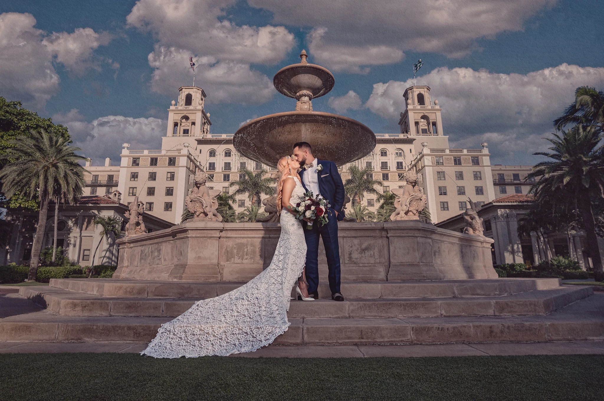 wedding photo of bride and groom at Breakers in Florida