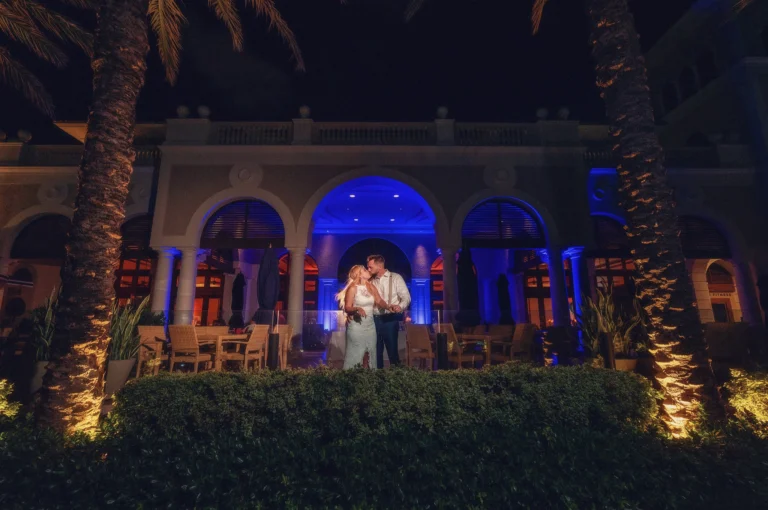 wedding photo of bride and groom at The Breakers