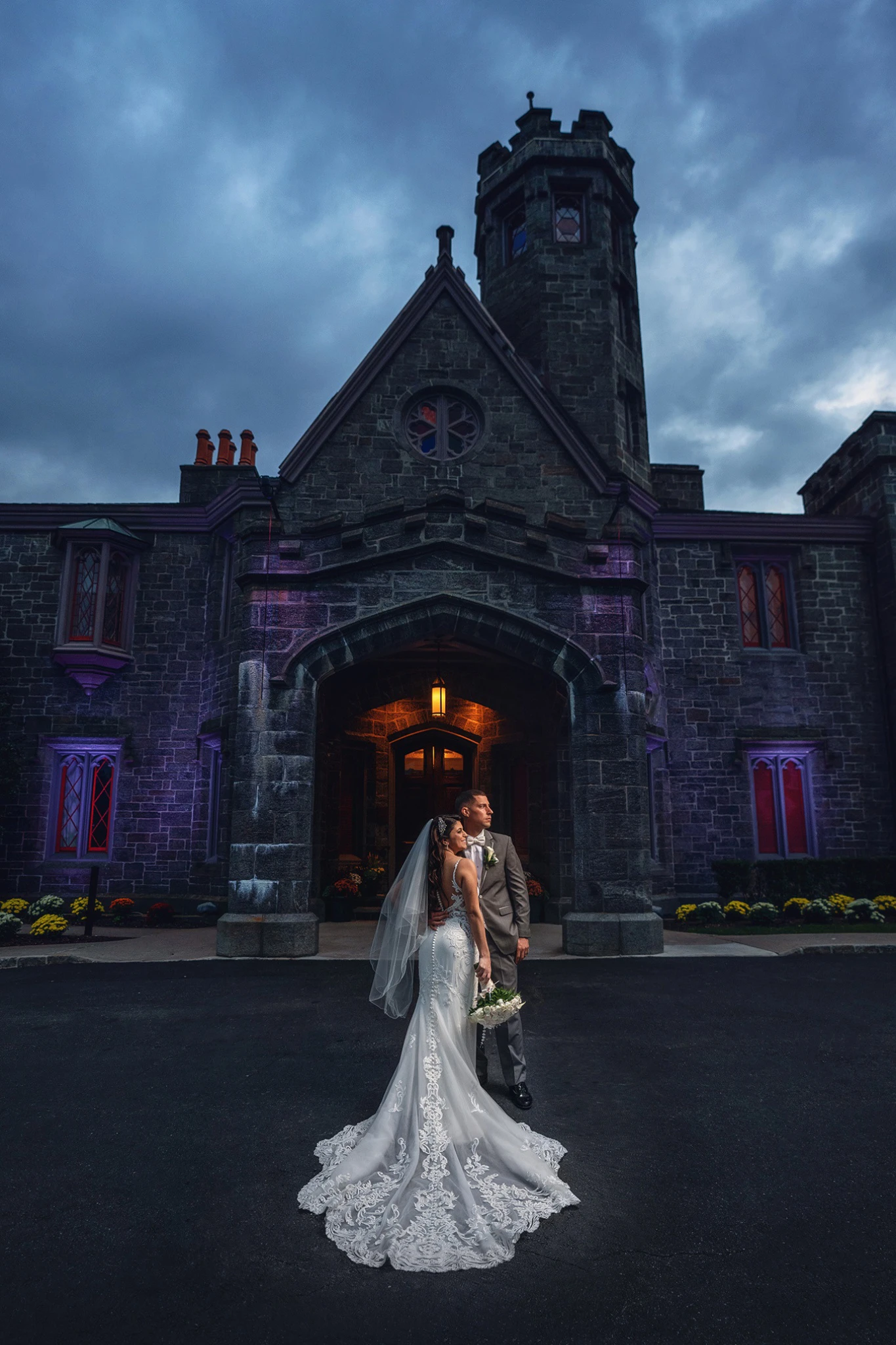 Photo of bride and groom at Whitby Castle