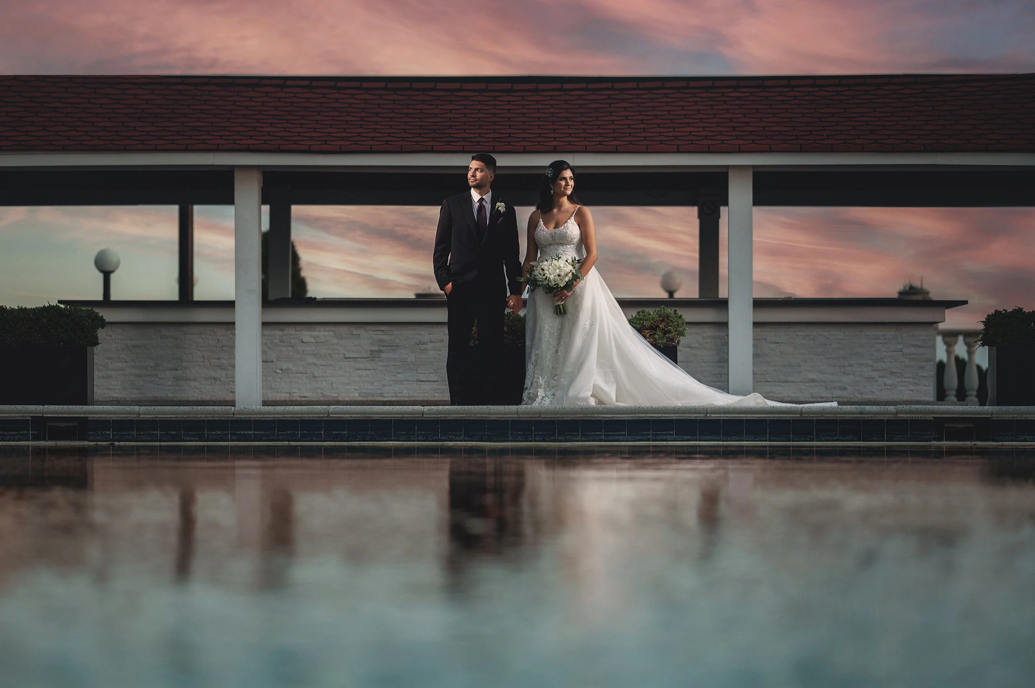 Photo of bride and groom at Surf Club wedding