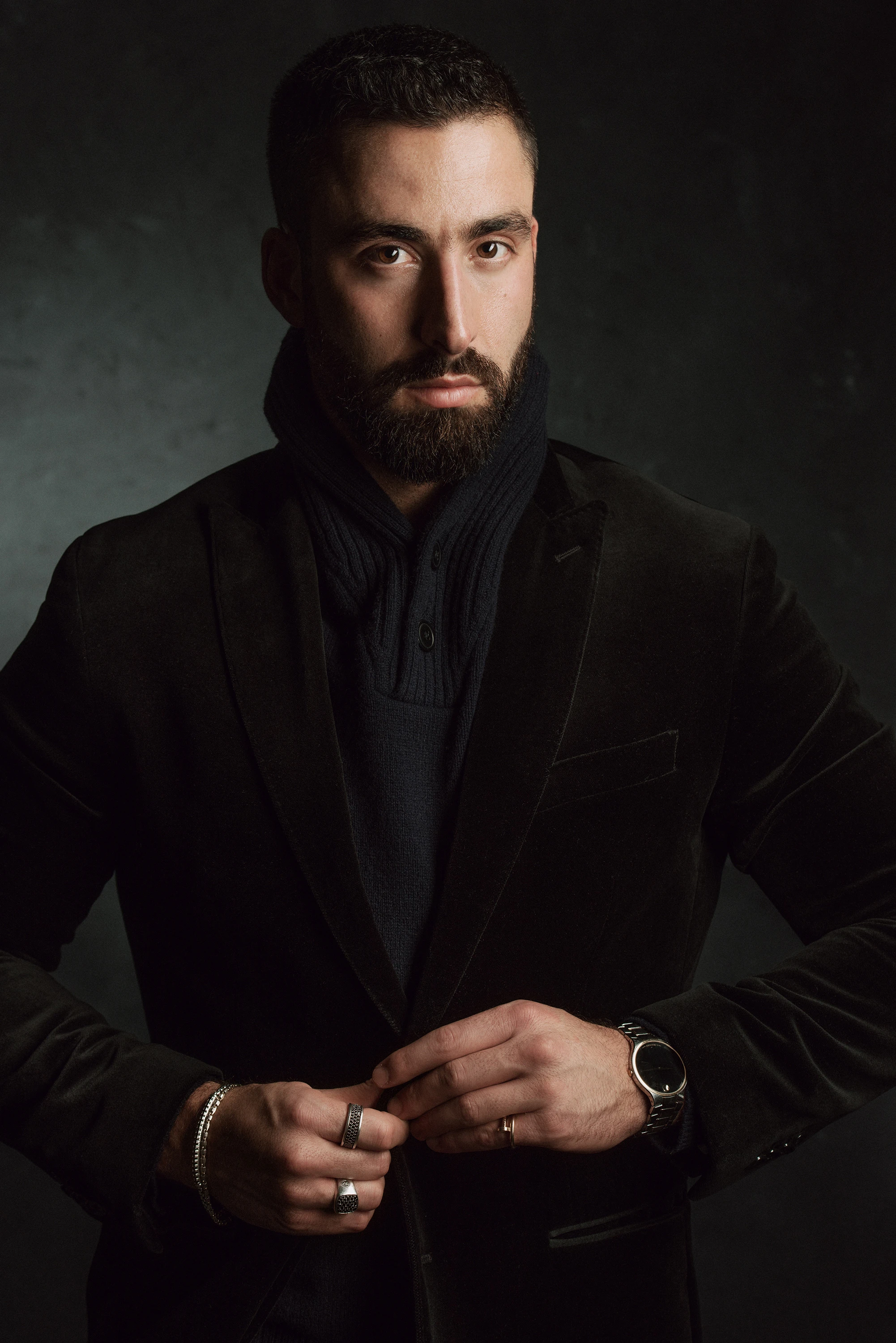 creative portrait of man with button down