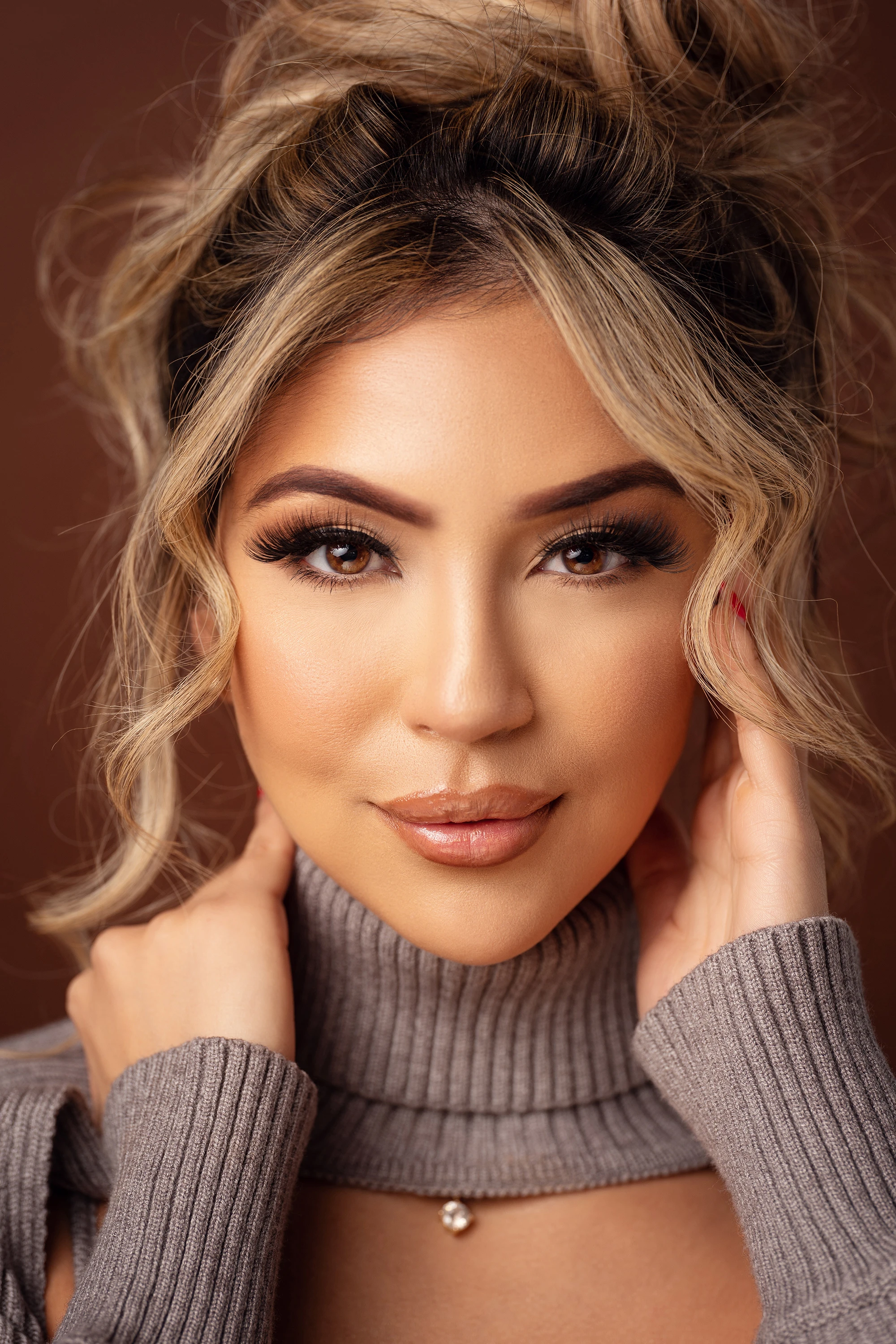 close up portrait of blonde woman